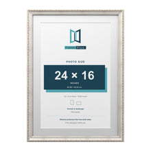 Louis Range Silver Picture, Photo & Poster Frame with White Mount - 28x20" Frame for 24x16" Photo, Silver