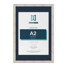 Louis Range Silver Picture, Photo & Poster Frame with Pacific Blue Mount - 30x20" Frame for A2 Photo, Silver