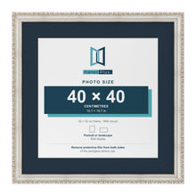 Louis Range Silver Picture, Photo & Poster Frame with Pacific Blue Mount - 52x52cm Frame for 40x40cm Photo, Silver