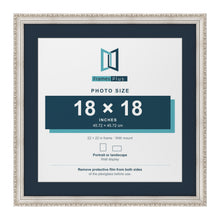 Louis Range Silver Picture, Photo & Poster Frame with Pacific Blue Mount - 22x22" Frame for 18x18" Photo, Silver