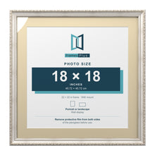 Louis Range Silver Picture, Photo & Poster Frame with Ivory Mount - 22x22" Frame for 18x18" Photo, Silver