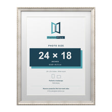 Louis Range Silver Picture, Photo & Poster Frame with White Mount - 28x22" Frame for 24x18" Photo, Silver