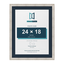 Louis Range Silver Picture, Photo & Poster Frame with Pacific Blue Mount - 28x22" Frame for 24x18" Photo, Silver
