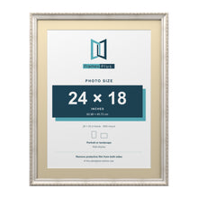 Louis Range Silver Picture, Photo & Poster Frame with Ivory Mount - 28x22" Frame for 24x18" Photo, Silver