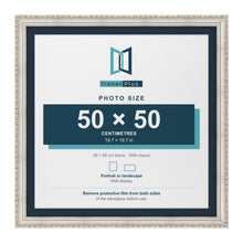 Louis Range Silver Picture, Photo & Poster Frame with Pacific Blue Mount - 56x56cm Frame for 50x50cm Photo, Silver