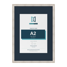 Louis Range Silver Picture, Photo & Poster Frame with Pacific Blue Mount - A1 Frame for A2 Photo, Silver