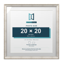 Louis Range Silver Picture, Photo & Poster Frame with White Mount - 24x24" Frame for 20x20" Photo, Silver