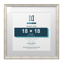 Louis Range Silver Picture, Photo & Poster Frame with White Mount - 24x24" Frame for 18x18" Photo, Silver