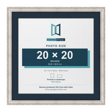 Louis Range Silver Picture, Photo & Poster Frame with Pacific Blue Mount - 24x24" Frame for 20x20" Photo, Silver