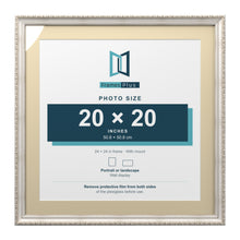 Louis Range Silver Picture, Photo & Poster Frame with Ivory Mount - 24x24" Frame for 20x20" Photo, Silver