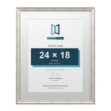 Louis Range Silver Picture, Photo & Poster Frame with White Mount - 30x24" Frame for 24x18" Photo, Silver