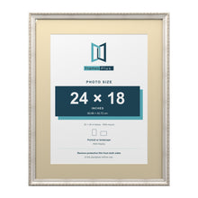 Louis Range Silver Picture, Photo & Poster Frame with Ivory Mount - 30x24" Frame for 24x18" Photo, Silver
