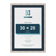 Louis Range Silver Picture, Photo & Poster Frame with Pacific Blue Mount - 34x24" Frame for 30x20" Photo, Silver