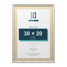 Louis Range Silver Picture, Photo & Poster Frame with Ivory Mount - 34x24" Frame for 30x20" Photo, Silver