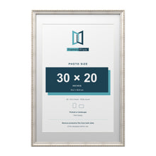 Louis Range Silver Picture, Photo & Poster Frame with White Mount - 36x24" Frame for 30x20" Photo, Silver