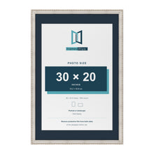 Louis Range Silver Picture, Photo & Poster Frame with Pacific Blue Mount - 36x24" Frame for 30x20" Photo, Silver