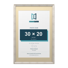 Louis Range Silver Picture, Photo & Poster Frame with Ivory Mount - 36x24" Frame for 30x20" Photo, Silver