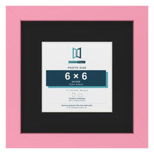 Baby Pink 10 x 10 inch picture frame with a black mount for a 6 x 6 inch photo