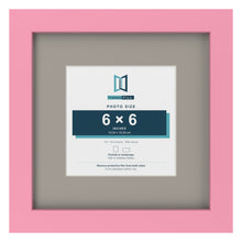 Baby Pink 10 x 10 inch picture frame with a Dawn Grey mount for a 6 x 6 inch photo