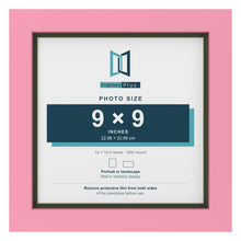 Baby Pink 10 x 10 inch picture frame with a green mount for a 9 x 9 inch photo