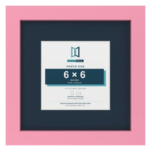 Baby Pink 10 x 10 inch picture frame with a Pacific Blue mount for a 6 x 6 inch photo