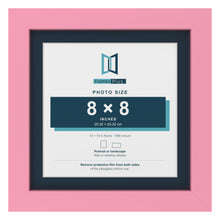 Baby Pink 10 x 10 inch picture frame with a Pacific Blue mount for an 8 x 8 inch photo