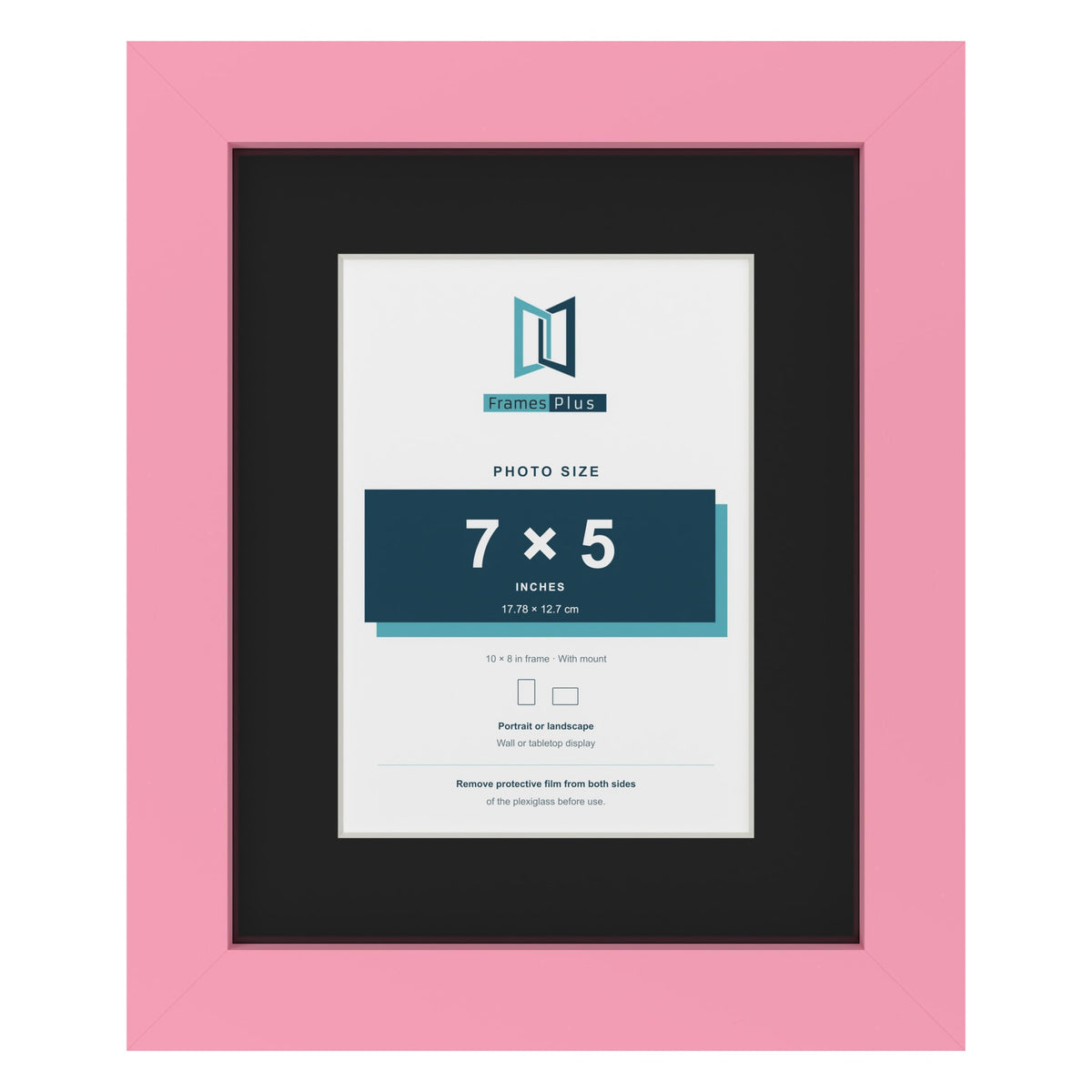 Baby Pink 10 x 8 inch picture frame with a black mount for a 7 x 5 inch photo