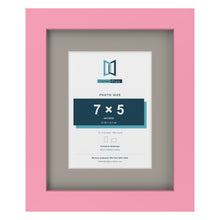 Baby Pink 10 x 8 inch picture frame with a Dawn Grey mount for a 7 x 5 inch photo