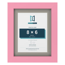 Baby Pink 10 x 8 inch picture frame with a Dawn Grey mount for an 8 x 6 inch photo