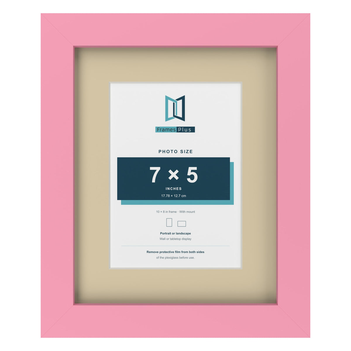 Baby Pink 10 x 8 inch picture frame with an ivory mount for a 7 x 5 inch photo