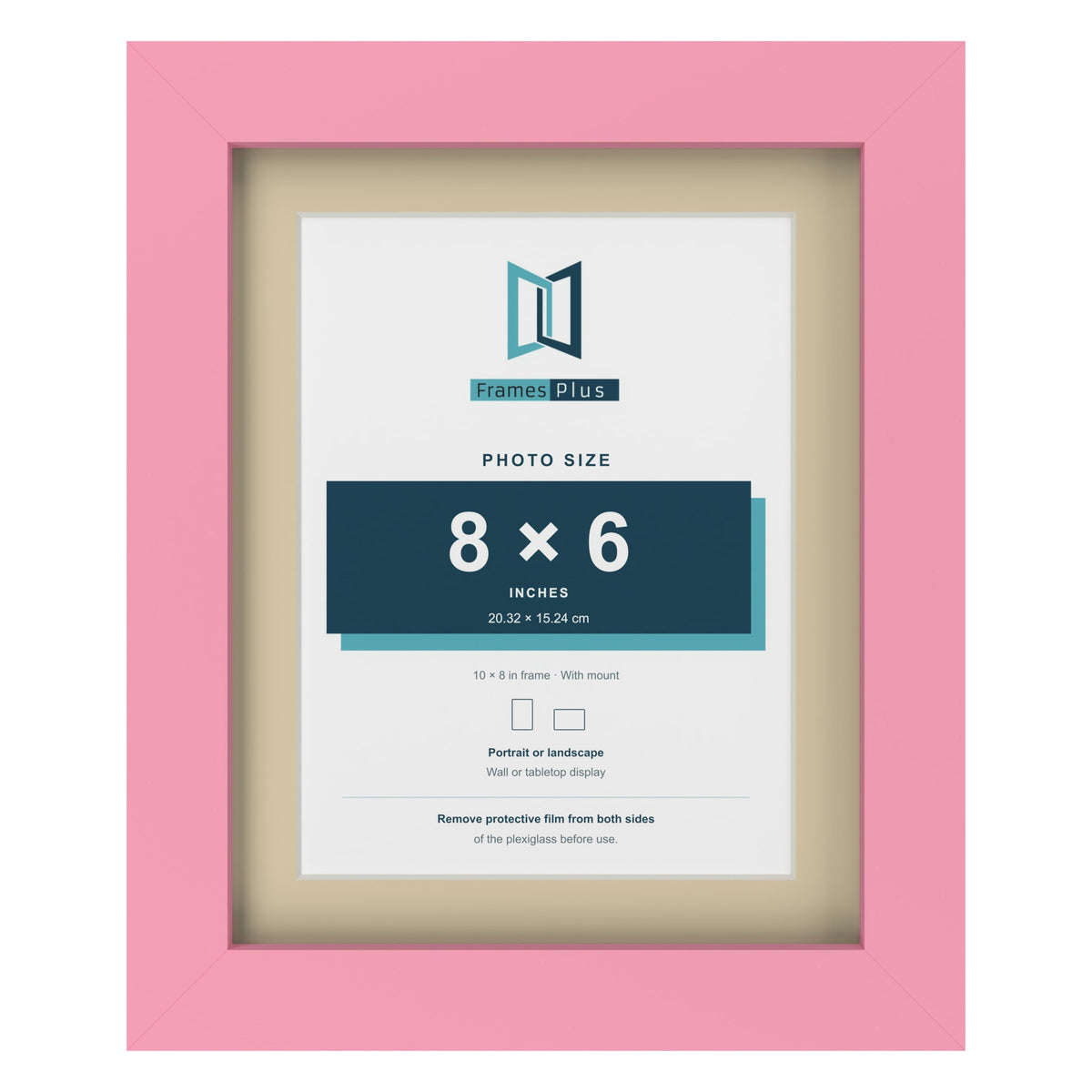 Baby Pink 10 x 8 inch picture frame with an ivory mount for an 8 x 6 inch photo