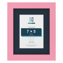 Baby Pink 10 x 8 inch picture frame with a Pacific Blue mount for a 7 x 5 inch photo