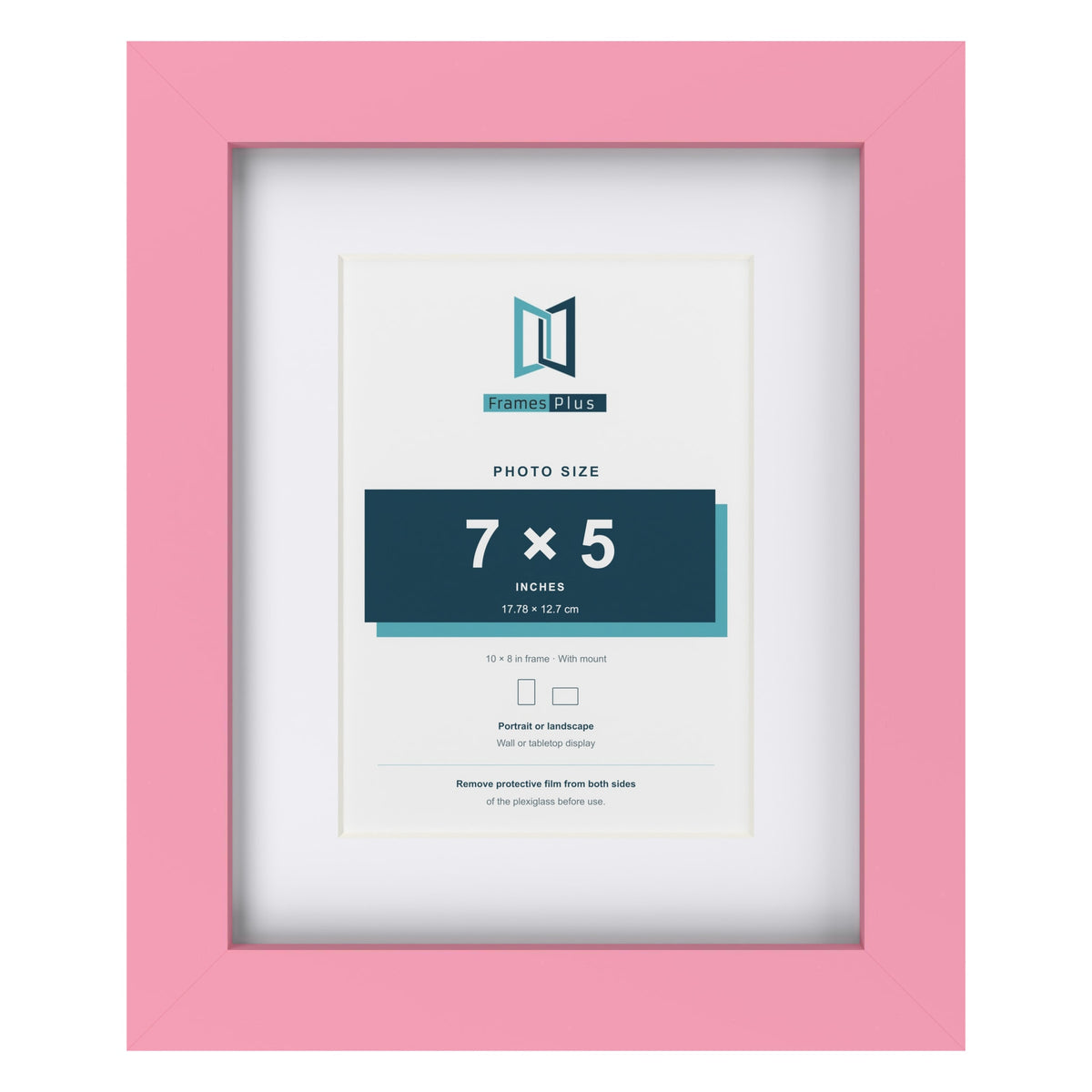 Baby Pink 10 x 8 inch picture frame with a white mount for a 7 x 5 inch photo