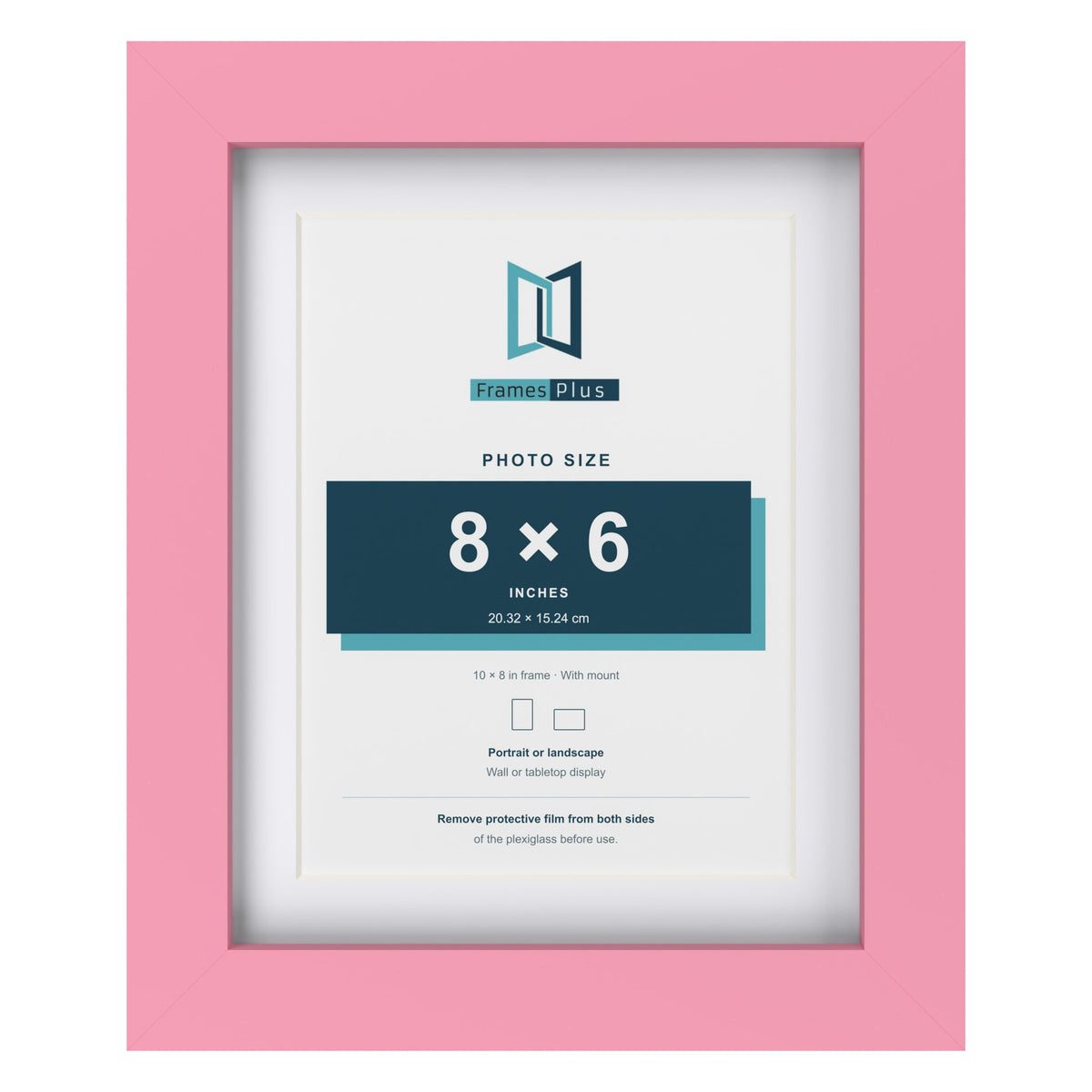 Baby Pink 10 x 8 inch picture frame with a white mount for a 8 x 6 inch photo