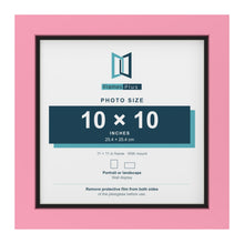 Baby Pink 11 x 11 inch picture frame with a black mount for a 10 x 10 inch photo