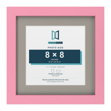 Baby Pink 11 x 11 inch picture frame with a Dawn Grey mount for an 8 x 8 inch photo