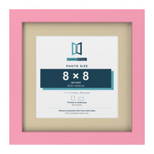 Baby Pink 11 x 11 inch picture frame with an ivory mount for an 8 x 8 inch photo
