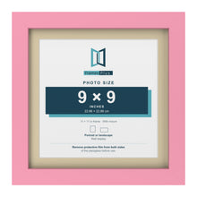 Baby Pink 11 x 11 inch picture frame with an ivory mount for a 9 x 9 inch photo