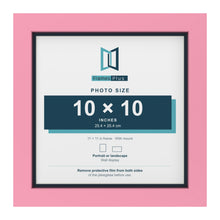Baby Pink 11 x 11 inch picture frame with a Pacific Blue mount for a 10 x 10 inch photo