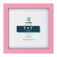 Baby Pink 11 x 11 inch picture frame with a white mount for a 7 x 7 inch photo