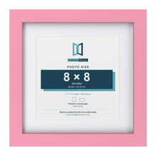 Baby Pink 11 x 11 inch picture frame with a white mount for a 8 x 8 inch photo