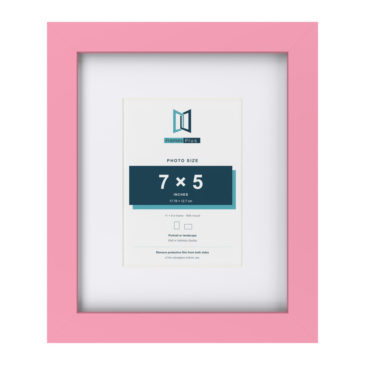 Baby Pink 11 x 9 inch picture frame with a white mount for a 7 x 5 inch photo