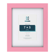 Baby Pink 11 x 9 inch picture frame with a white mount for a 7 x 5 inch photo