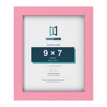 Baby Pink 11 x 9 inch picture frame with a white mount for a 9 x 7 inch photo