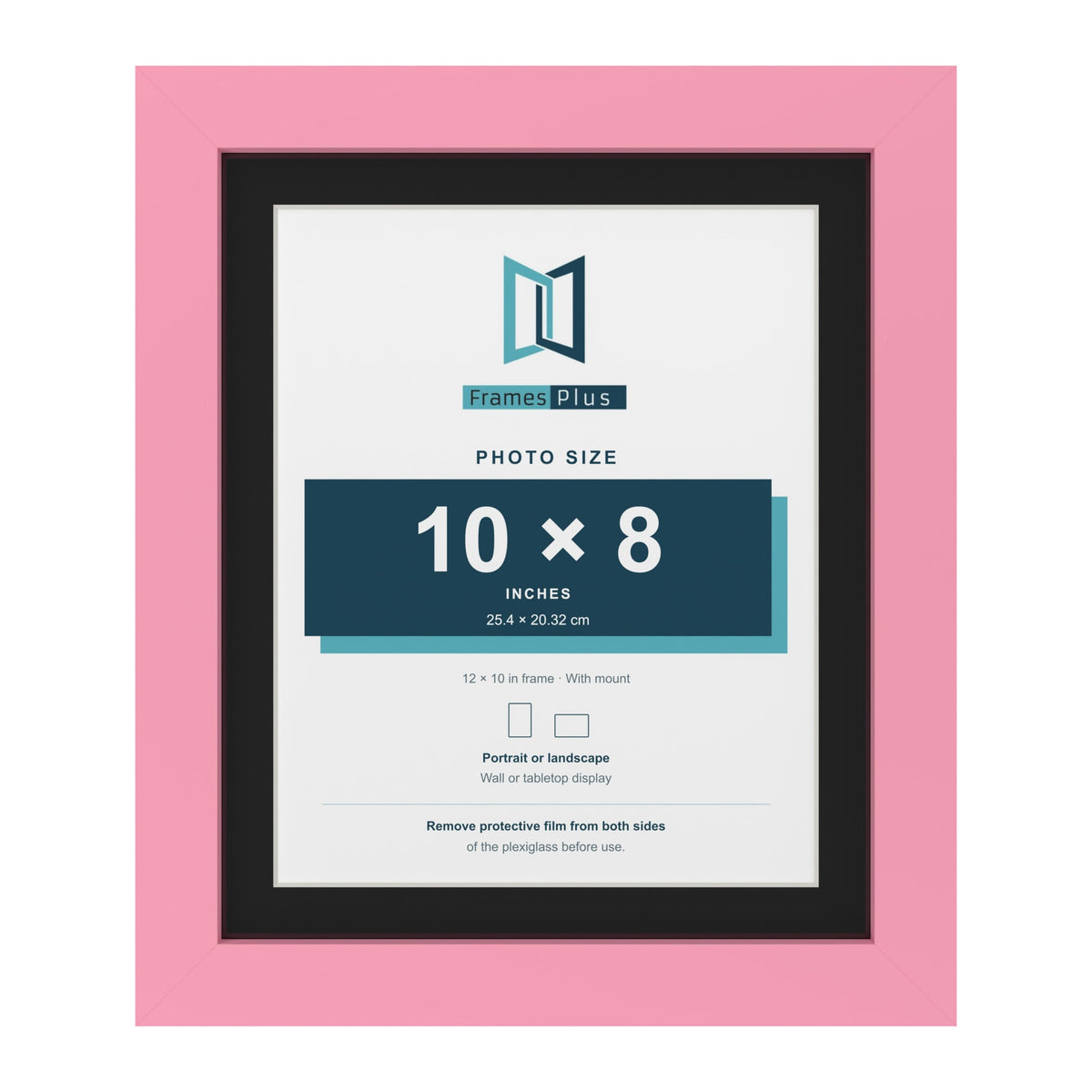 Baby Pink 12 x 10 inch picture frame with a black mount for a 10 x 8 inch photo