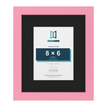Baby Pink 12 x 10 inch picture frame with a black mount for an 8 x 6 inch photo