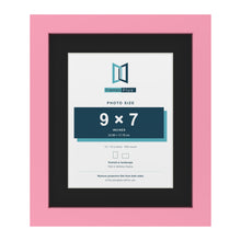 Baby Pink 12 x 10 inch picture frame with a black mount for a 9 x 7 inch photo