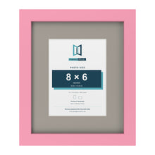 Baby Pink 12 x 10 inch picture frame with a Dawn Grey mount for an 8 x 6 inch photo