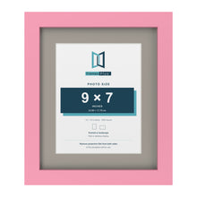 Baby Pink 12 x 10 inch picture frame with a Dawn Grey mount for a 9 x 7 inch photo