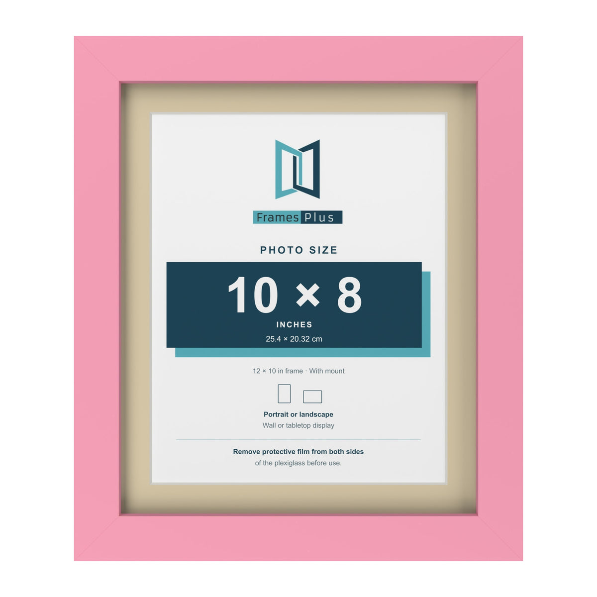 Baby Pink 12 x 10 inch picture frame with an ivory mount for a 10 x 8 inch photo